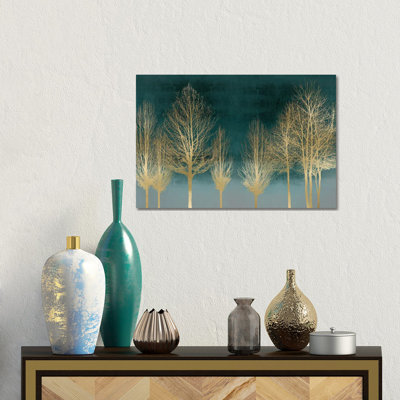 Gold Forest On Teal- Gallery-Wrapped Canvas Giclée