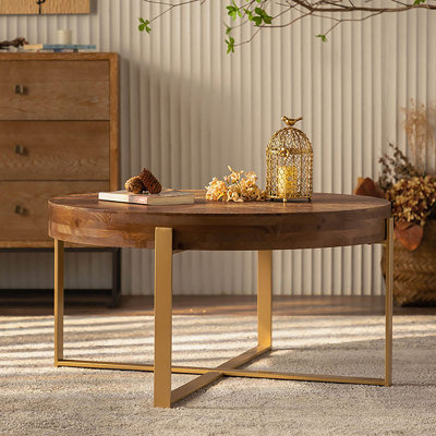 Table basse 33,8 po d'épaisseur rétro moderne avec plateau en bois de sapin