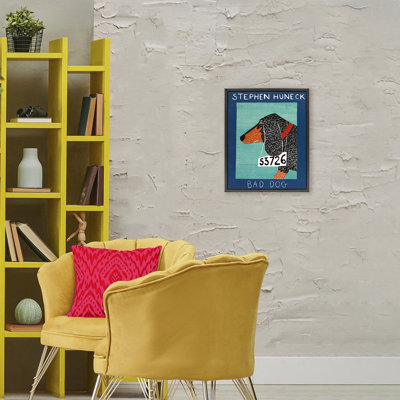 Cadre flottant Bad Dog Dachshund, design par Stephen Huneck