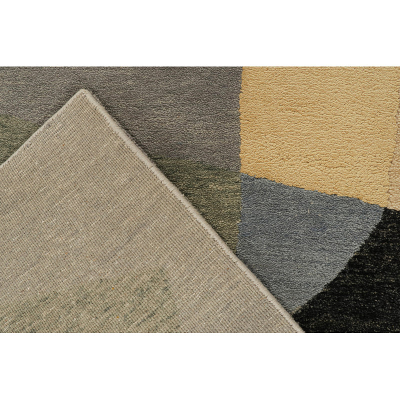 Hand Knotted Geometric Area Rug, Rectangle 10' x 14'