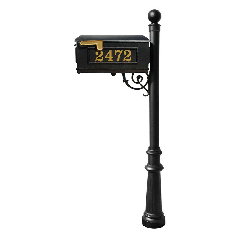Lewiston Aluminum Post Mounted Mailbox, Black