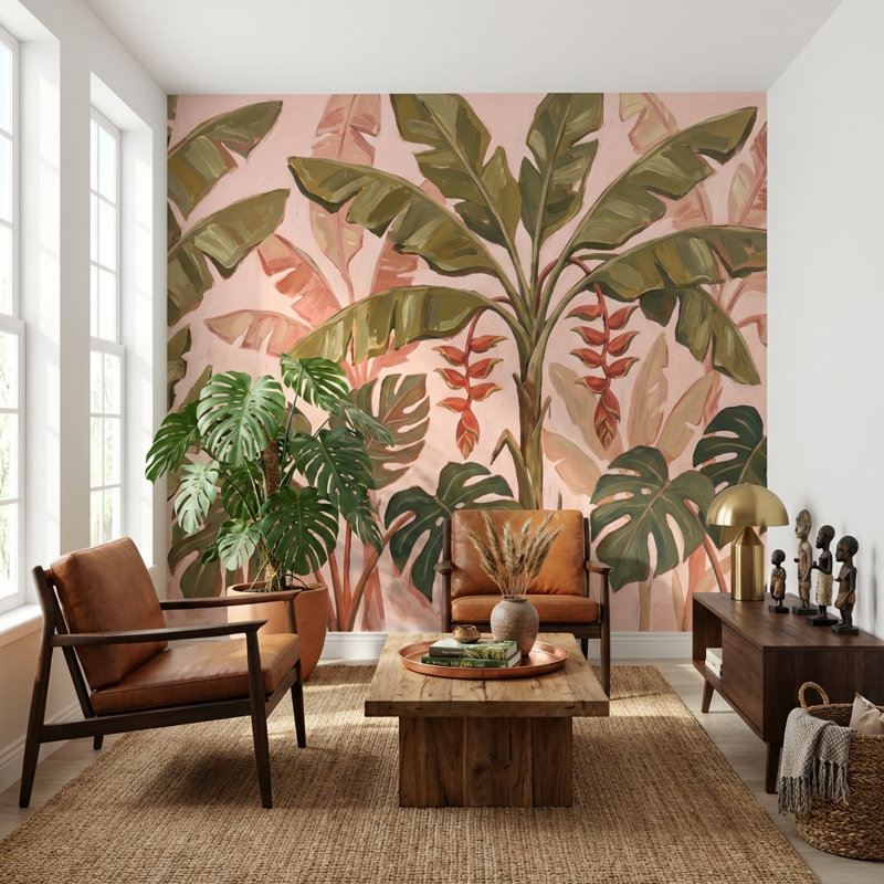 Papier peint moderne tropical Shades Of Green, 200 po x 120 po, Non-Woven Nonpasted