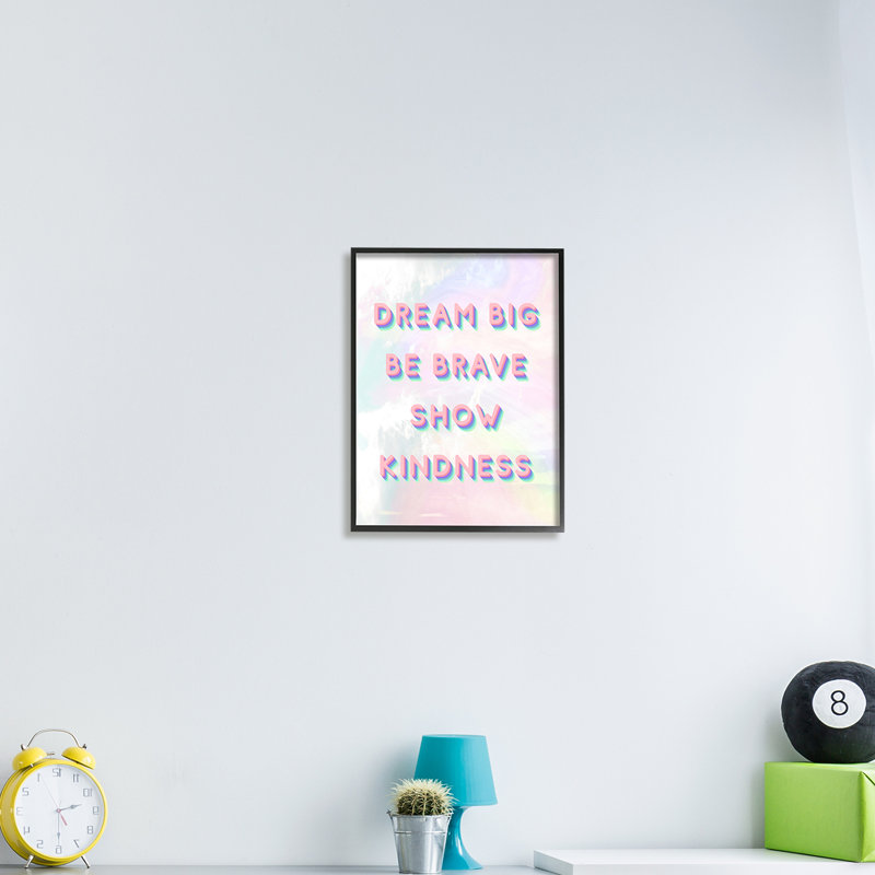 Dream Big Be Brave, H 20 po x l 16 po, Giclée encadrée blanc bord de mer