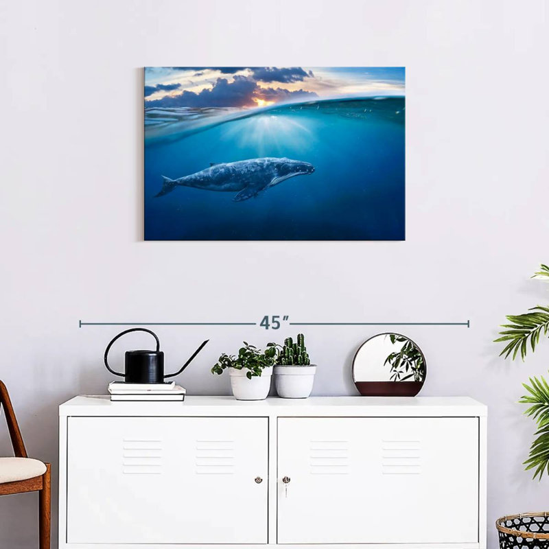 Brampt Blue Ocean Whale, 20" H x 30" W