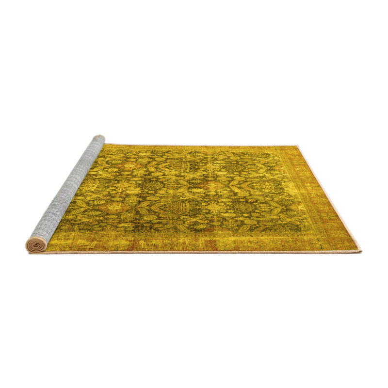Tapis traditionnels jaunes 4406, Carré 5 pi