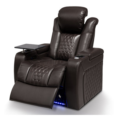 Coffee Top-Grain Leather Power Recliner Chair with Comfort-Matrix Technology