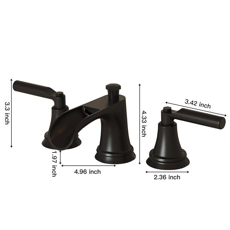 Robinet de salle de bain à large entraxe avec bonde, Noir mat