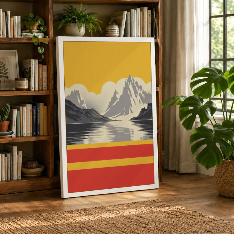 Mountains and Geometry Modern - Wrapped Canvas, 36x24 - 91.4 x 61.0 cm, Sage Border