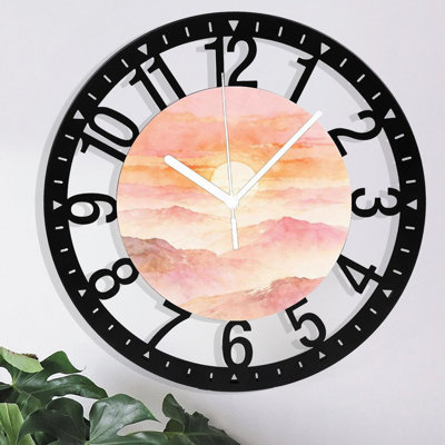 Horloge murale ronde en fer 10 po avec mouvement à quartz silencieux, chiffres arabes, impression UV