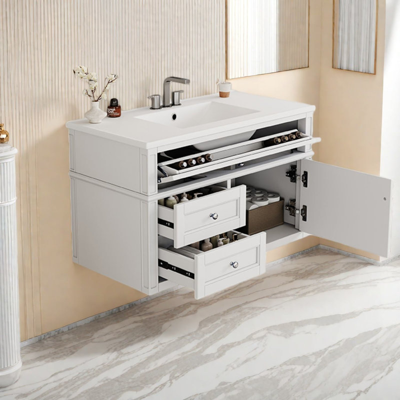 Dans les meubles-lavabos (doit inclure le meuble-lavabo et le lavabo) avec rangement