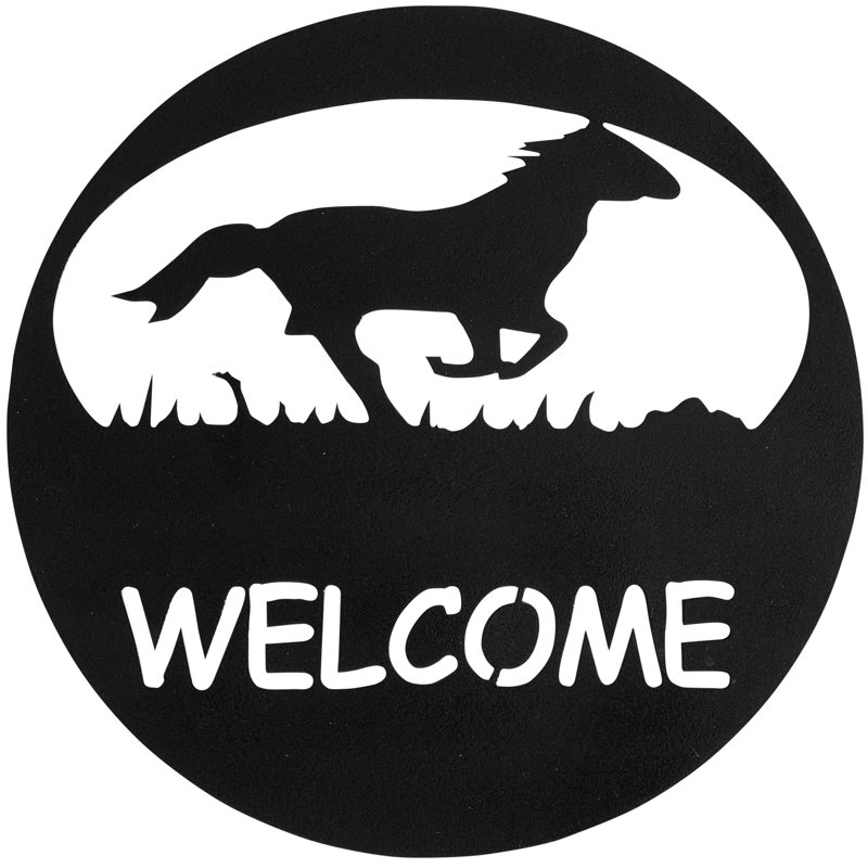 Dugout Creek Designs, cheval moderne, art mural en acier, cercle, noir, Noir martelé