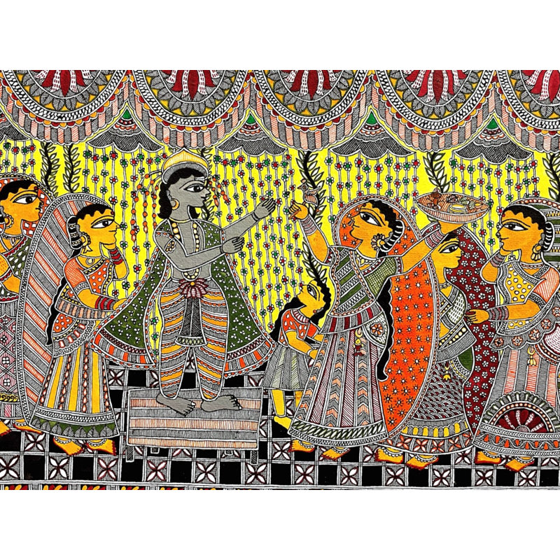 Parikshan - Partie des rituels de mariage | Acrylique sur feuille faite à la main | Par Urwashi Nirala