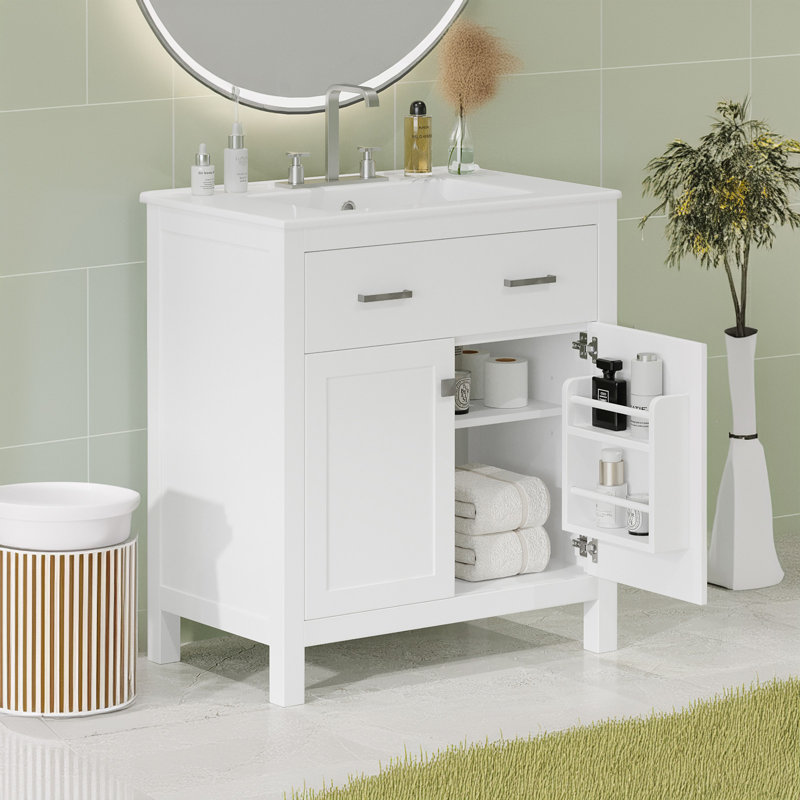 Armoire de salle de bain autoportante, Blanc