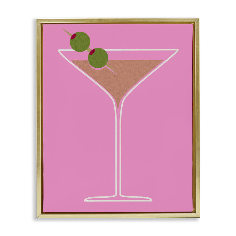"Dirty Martini" sur toile encadrée par Daphne Polselli, Cadre flottant métallique doré, H 31 po x l 25 po