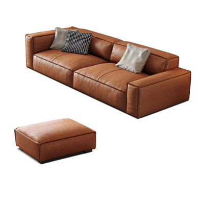 Orange Genuine Leather Modular Sofa cushion couch