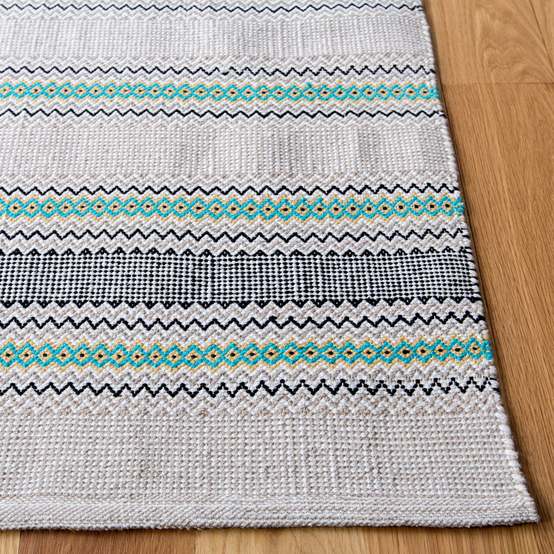 Breckenridge Hand Woven Cotton Striped Rug, Rectangle 5' x 8'