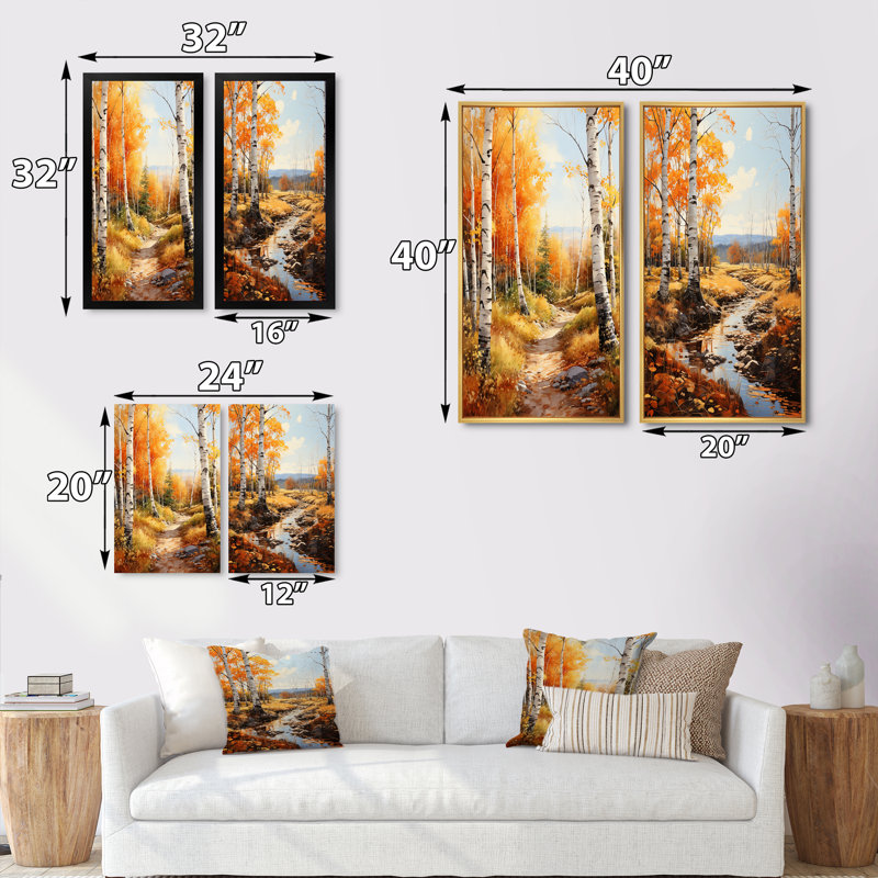 «Birch Woods Autumn Sonata», 2 pièces sur toile, Toile tendue, H 20 po x l 24 po