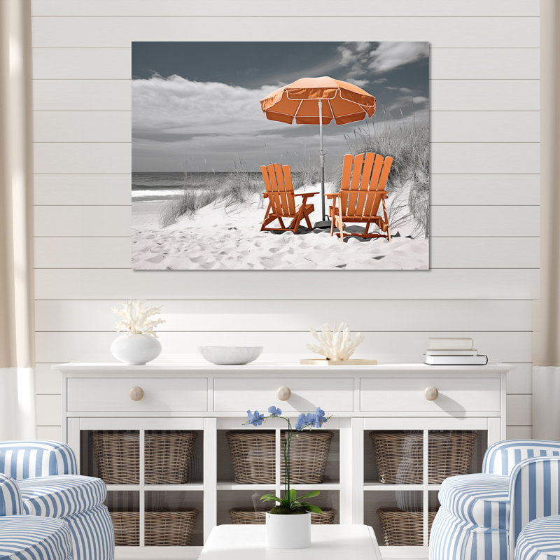 Plage, bord de mer, nostalgie noire III - impression, Toile tendue, H 30 po x l 40 po x P 1,5 po