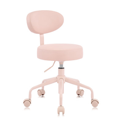 DR.LOMILOMI, tabouret pivotant à hauteur réglable avec base en métal et coussin en similicuir pour salon, médical, bureau et maison, série 503 Kai, siège rond avec dossier, vanille