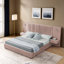 Structure de lit tapissier grand format avec tissu chenille et conception plissée, lit plateforme grand format avec table de chevet-1478488724