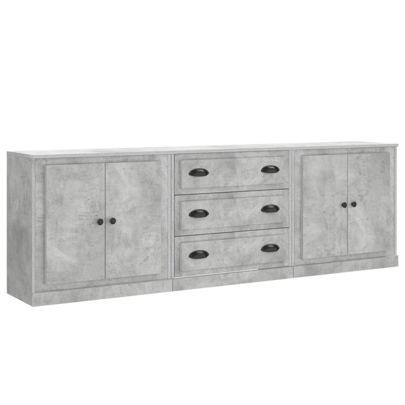 Kerio Sideboards 3 pcs Engineered Wood, Concrete Grey