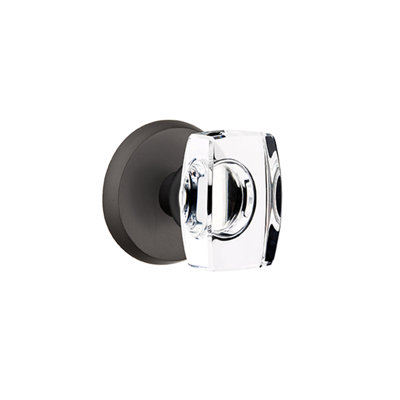 Ensemble de boutons de passage Emtek avec rosette Sandcast # 2 et bouton en verre Windsor
