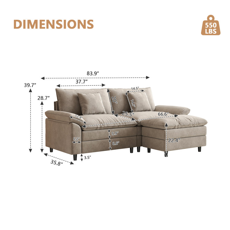 Canapé double Chenier avec une pédale, Brun
