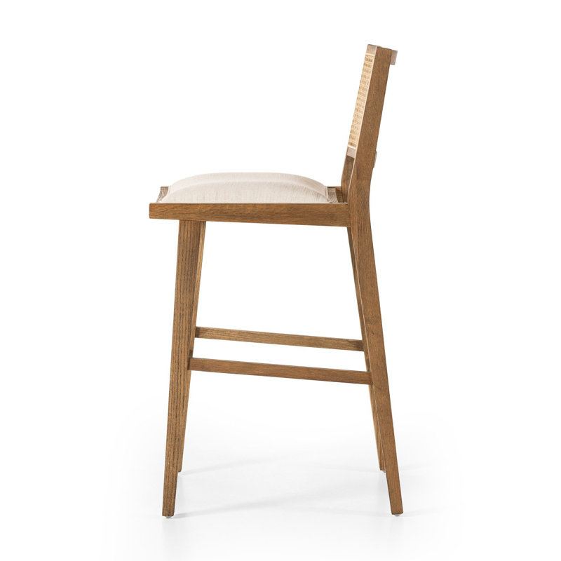 Tabouret de comptoir Miraz, Tabouret de bar (siège d'une hauteur de 31 po), Mélange de polyester blanc