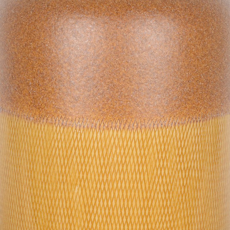 Contemporary Round Ceramic Tall Flower Vase with Glazed Finish for Home Decor - Modern Table Vase for Living Room or Entryway Accent - Brown & Yellow