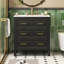 Ensemble de meuble-lavabo autoportant 30 po avec 3 tiroirs, structure en bois massif, rangement spacieux, noir, 30 po