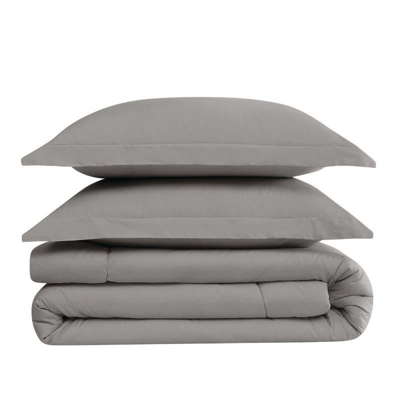 Ensemble d'édredon très grand en percale de coton 3 pièces Brooklyn Loom, Édredon pour grand lit + 2 taies décoratives sta