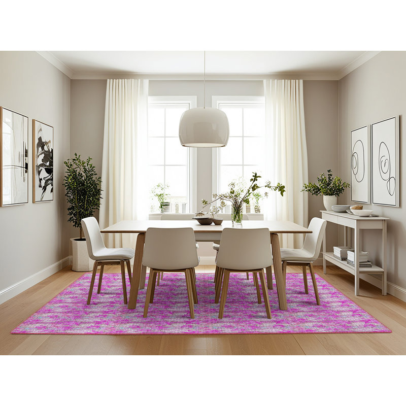 Tapis rose tissé à la machine, Rectangle 7 pi x 10 pi