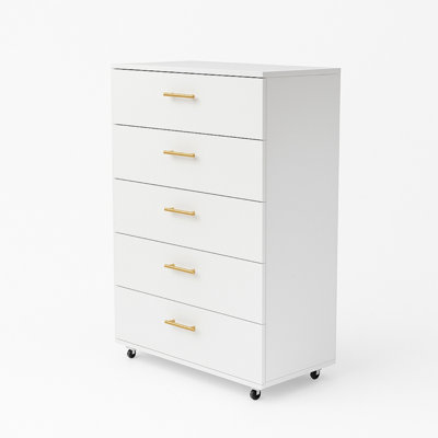 White 5-Drawer Dresser with handles – Modern Storage Cabinet