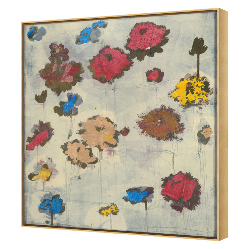 Pop Flowers 2 Print by Maeve Harris, Gold Framed, 50" H x 45" W