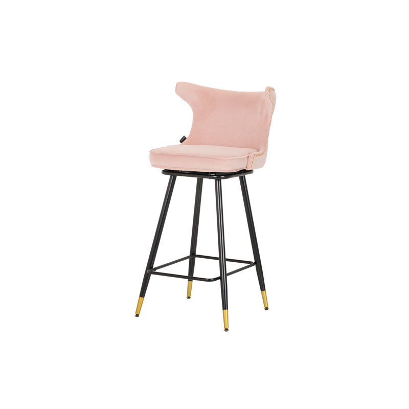Clinton Swivel Upholstered Counter Stool with Metal Frame, Pink