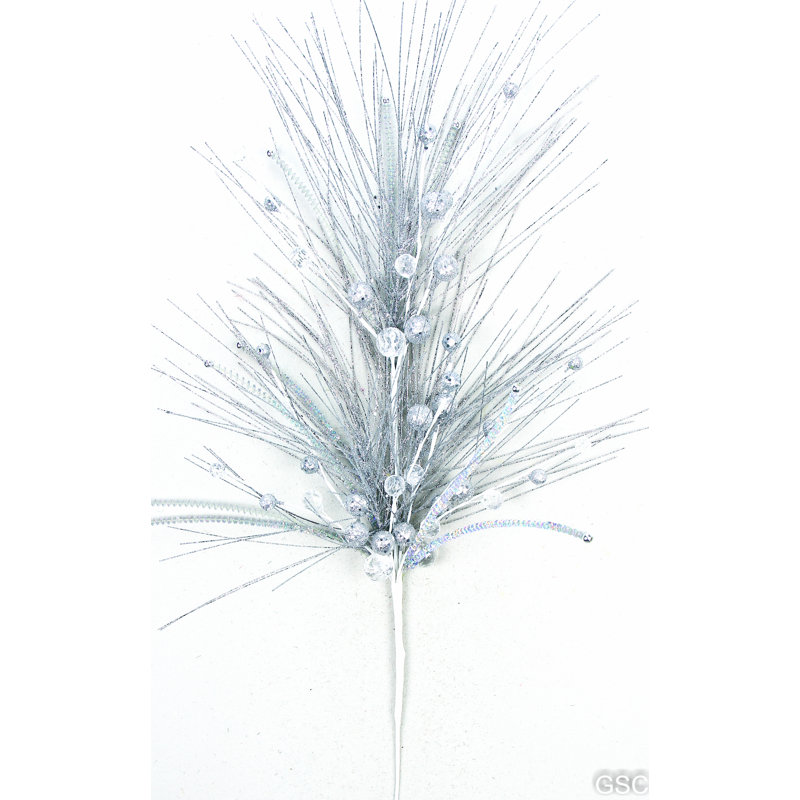 Tige de Noël scintillante et baies, Argent