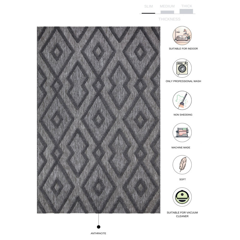 Stoiko Geometric Indoor Rug, Rectangle 2'8" x 5'