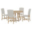 Ensemble de salle à manger rétro 5 pièces, table ronde avec rallonge de l 16 po et 4 chaises rembourrées pour salle à manger et salon (naturel)