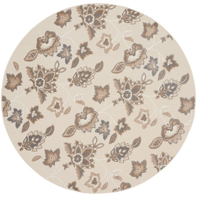 Aloha  Floral Beige Indoor/Outdoor Area Rug