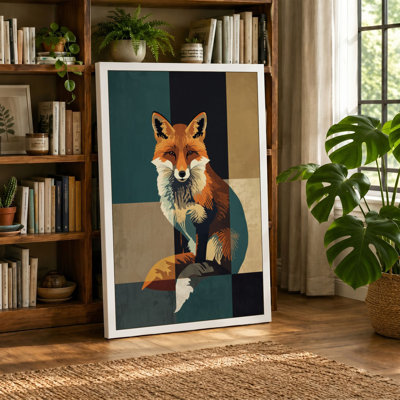Geometric Fox Portrait Modern - Wrapped Canvas