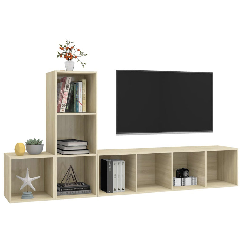 Draylen Unfinished Floating TV Stand for TVs up to 88", Sonoma Oak