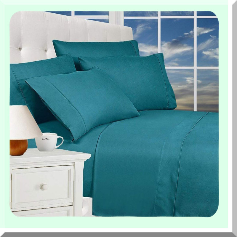 Turquoise Dream 1800 Thread Count Luxury Sheet Set - Wrinkle Free 4-Piece Bedding with Deep Pockets - Soft & Smooth Microfiber Fabric - Queen Size
