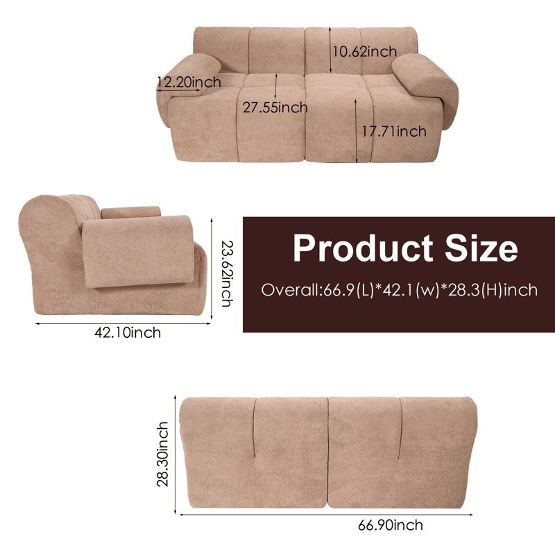 Canapé modulaire modulaire, canapé Cloud, Brown