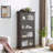 4-Tier Glass Display Cabinet with Flip-Up Glass Doors-379682769