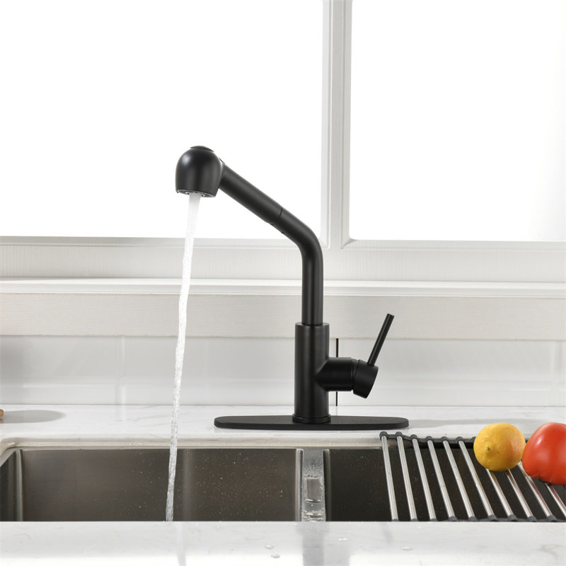 FOSHNATURE Kitchen-1.14 Pull Out Touch Kitchen Faucet, Matte Black