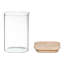 4 Piece Stackable Glass Storage Jar Set with Wood Air Sealed Lids