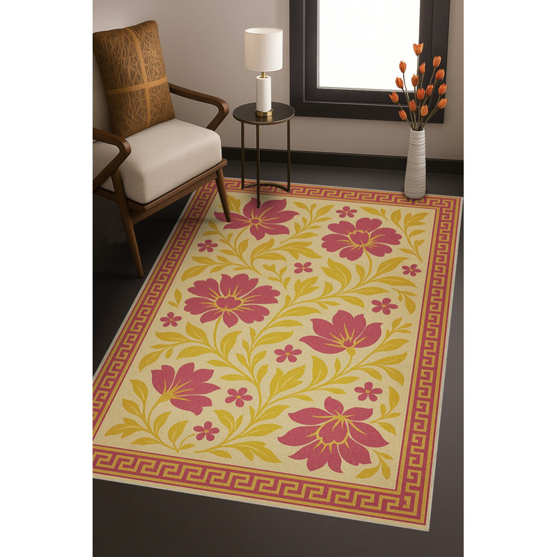 Tapis tissé crème à motif géométrique lavable Mosso, 3'11" x 5'11"