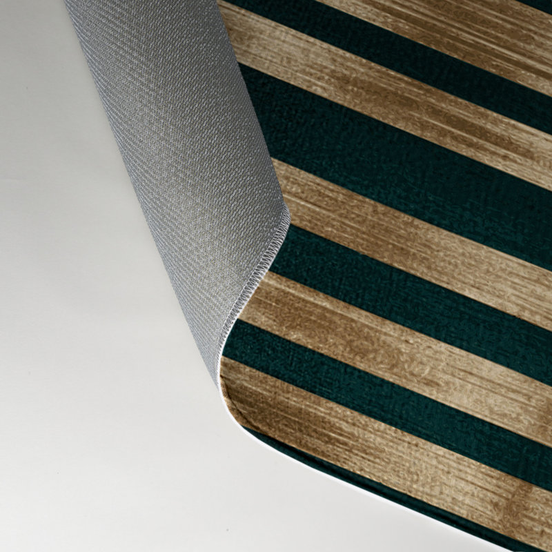 Tapis intérieur / extérieur vert HorizontalStripes, Rectangulaire 3 pi x 5 pi