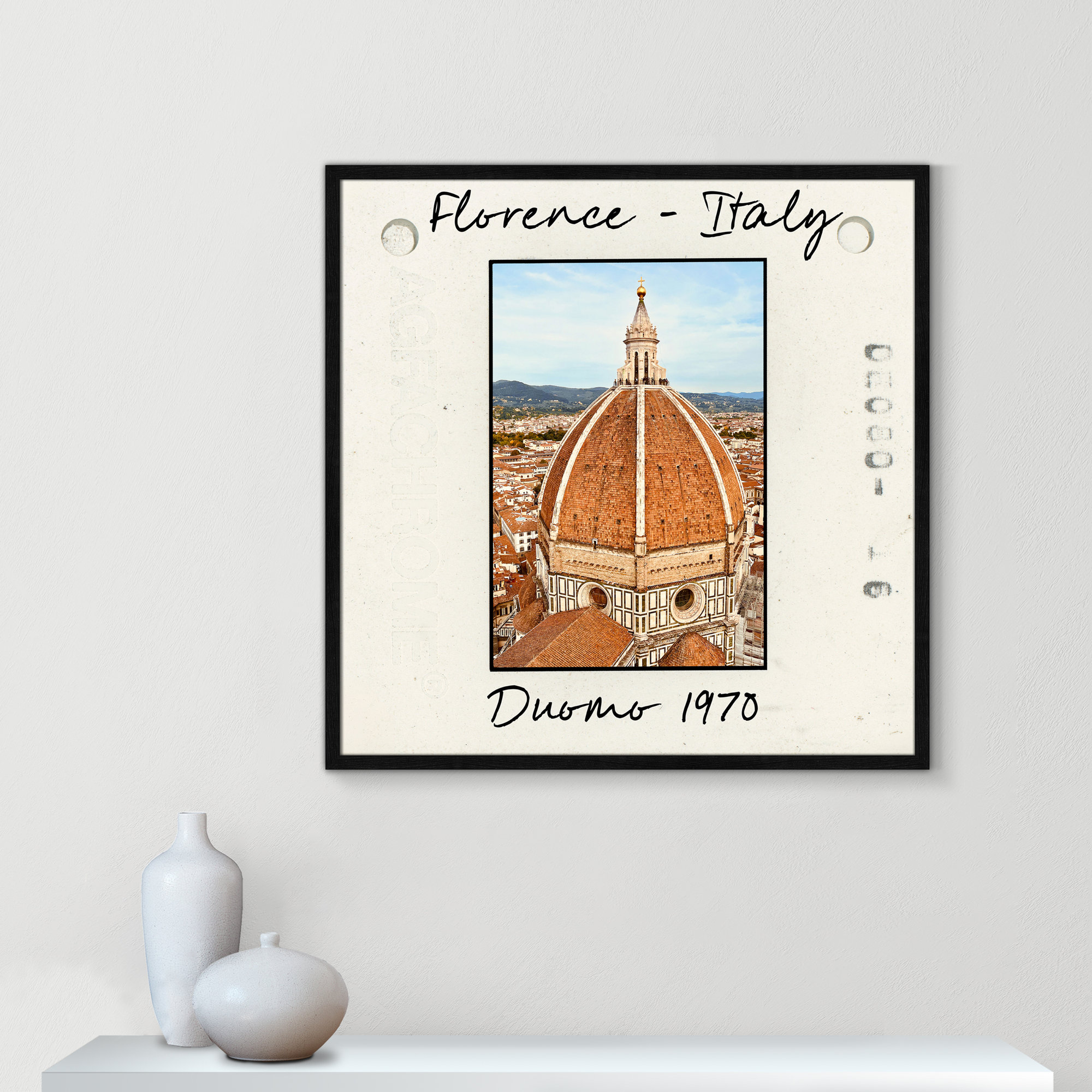 Florence Italy - Duomo Print by Susan Jill, 32" H x 32" W x 0.75" D, Black Single Picture Framed Paper