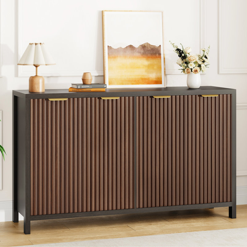 55'' Wide Sideboard Buffet with Solid Wood Legs, Dark WaLHut